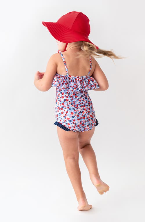 Shop Rufflebutts Kids' Floral Ruffle One-piece Swimsuit In Blue