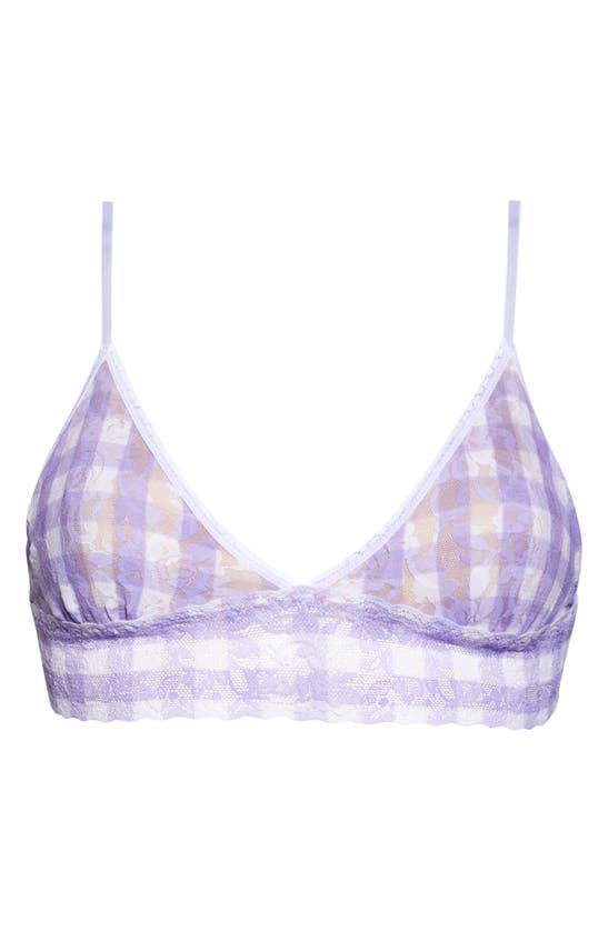 Hanky Panky Varsity Gingham Signature Lace Padded Triangle Bralette In Varsity Gingham