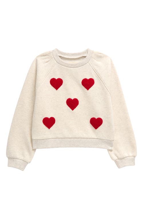 Tucker + Tate Kids' Graphic Cotton Blend Sweatshirt in Beige Oatmeal Hearts 