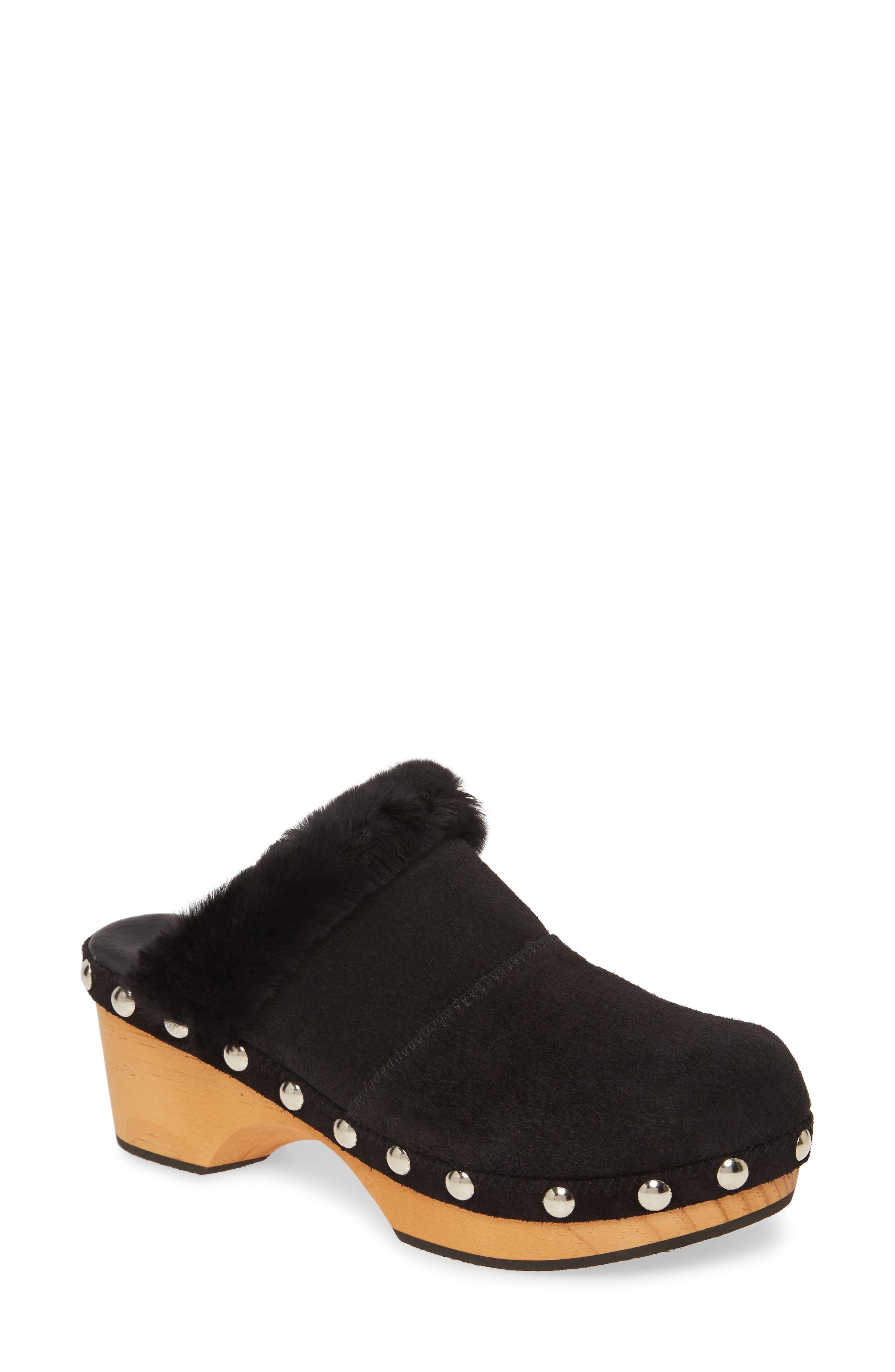 shearling clogs