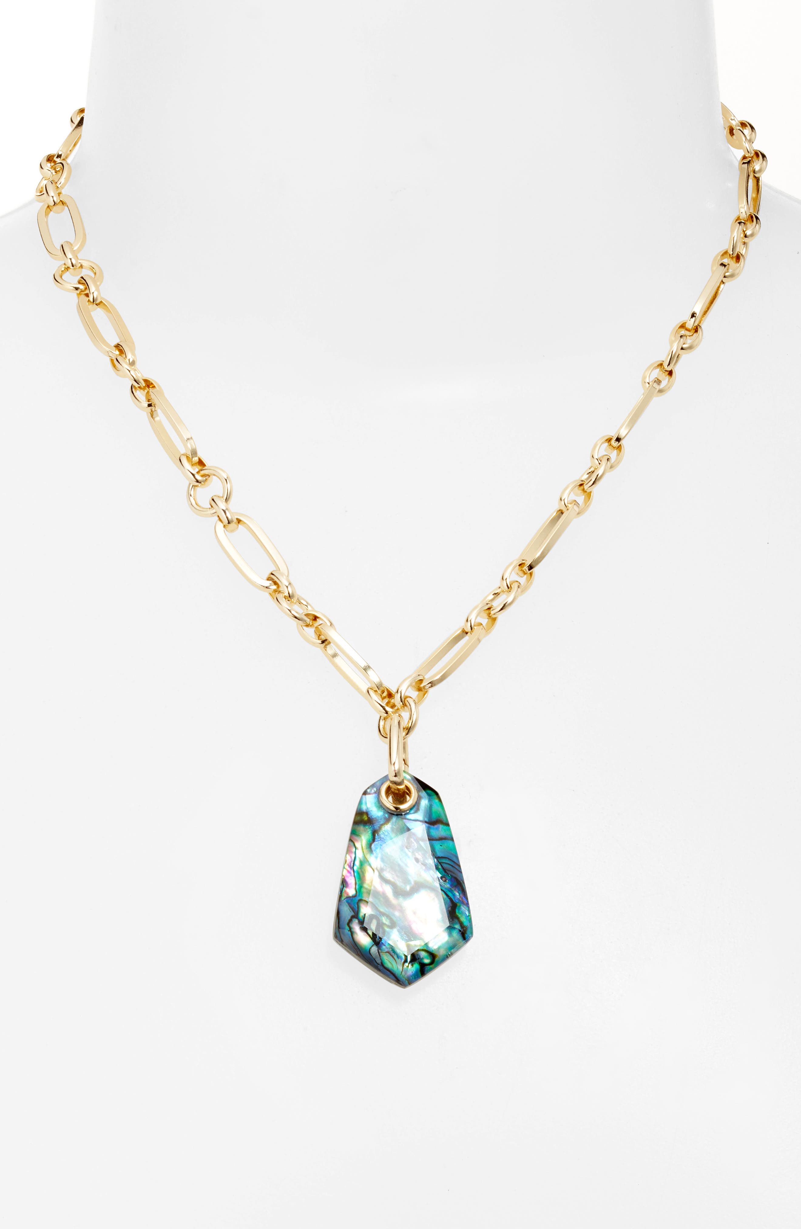 Kendra Scott Ashlyn Long Pendant Necklace in Gold Abalone | Smart