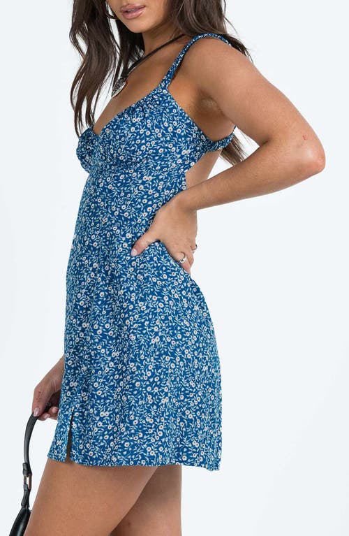 Shop Princess Polly Georgia Floral Print Sleeveless Minidress In Blue