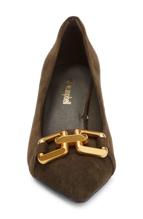 Shop Jeffrey Campbell Lasting Pointed Toe Pump In Dark Khaki Suede Bronze