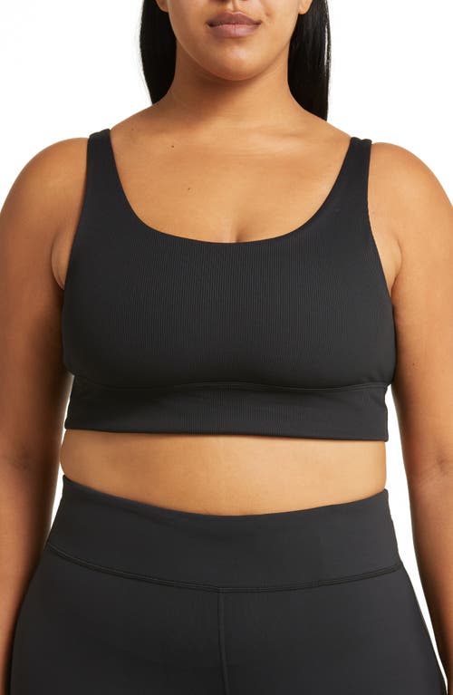 Shop Nike Alate Solo Rib Sports Bra In Black/black/pcg3c