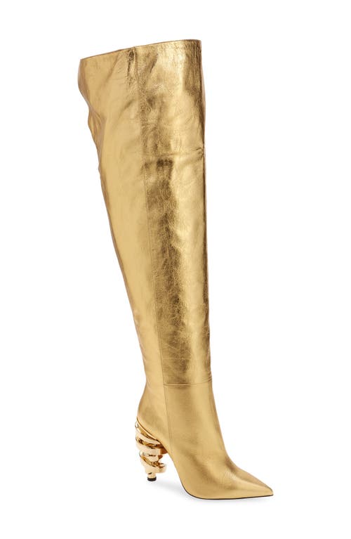 KEEYAHRI Zerina Pointed Toe Over the Knee Boot in Gold
