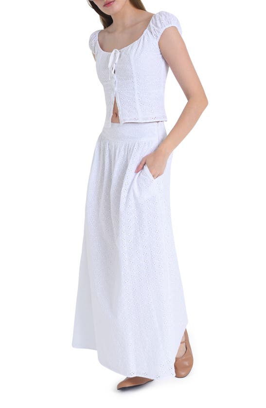 Shop Wayf Catalina Eyelet Embroidery Top In Ivory
