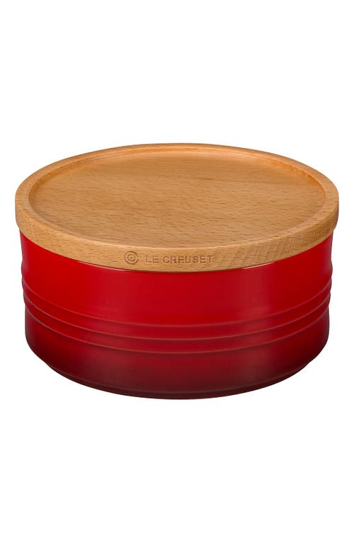 Le Creuset Glazed Stoneware 23 Ounce Storage Canister with Wooden Lid in Cherry at Nordstrom