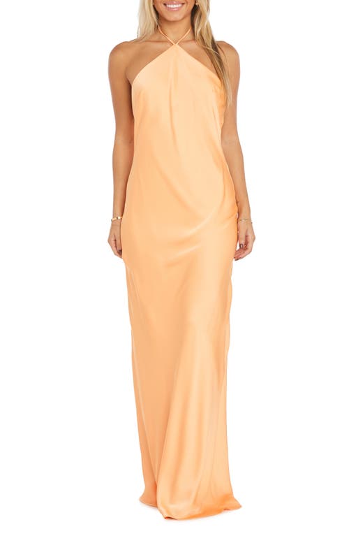 Halter Neck Charmeuse Gown in Mango