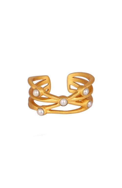 Christina Greene Pearl Wrap Ring in Gold/Pearl