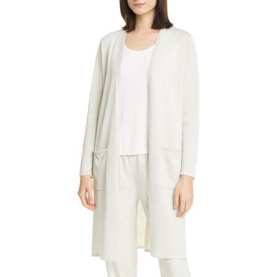 Eileen Fisher Metallic Flecked Long Cardigan, Ivory