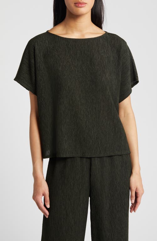 Eileen Fisher Crinkle Bateau Neck Top Seaweed at Nordstrom,