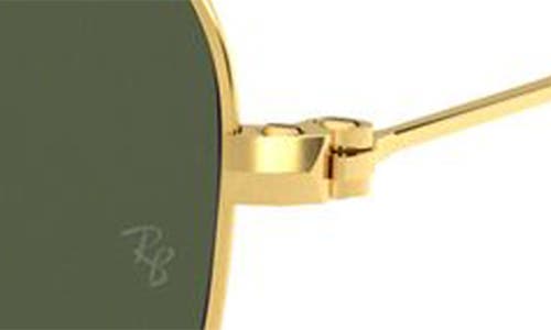 Ray Ban Ray-ban 58mm Rectangle Aviator Sunglasses In Gold/dark Green