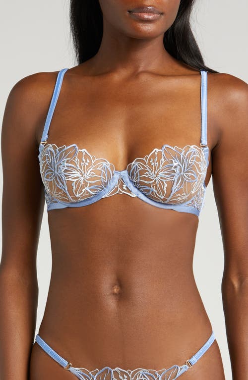 Bluebella Lilly Embroidered Mesh Underwire Bra Hydrangea Blue at Nordstrom,