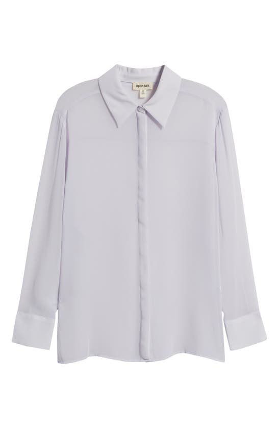 Shop Open Edit Oversize Semisheer Button-up Shirt In Purple Puff