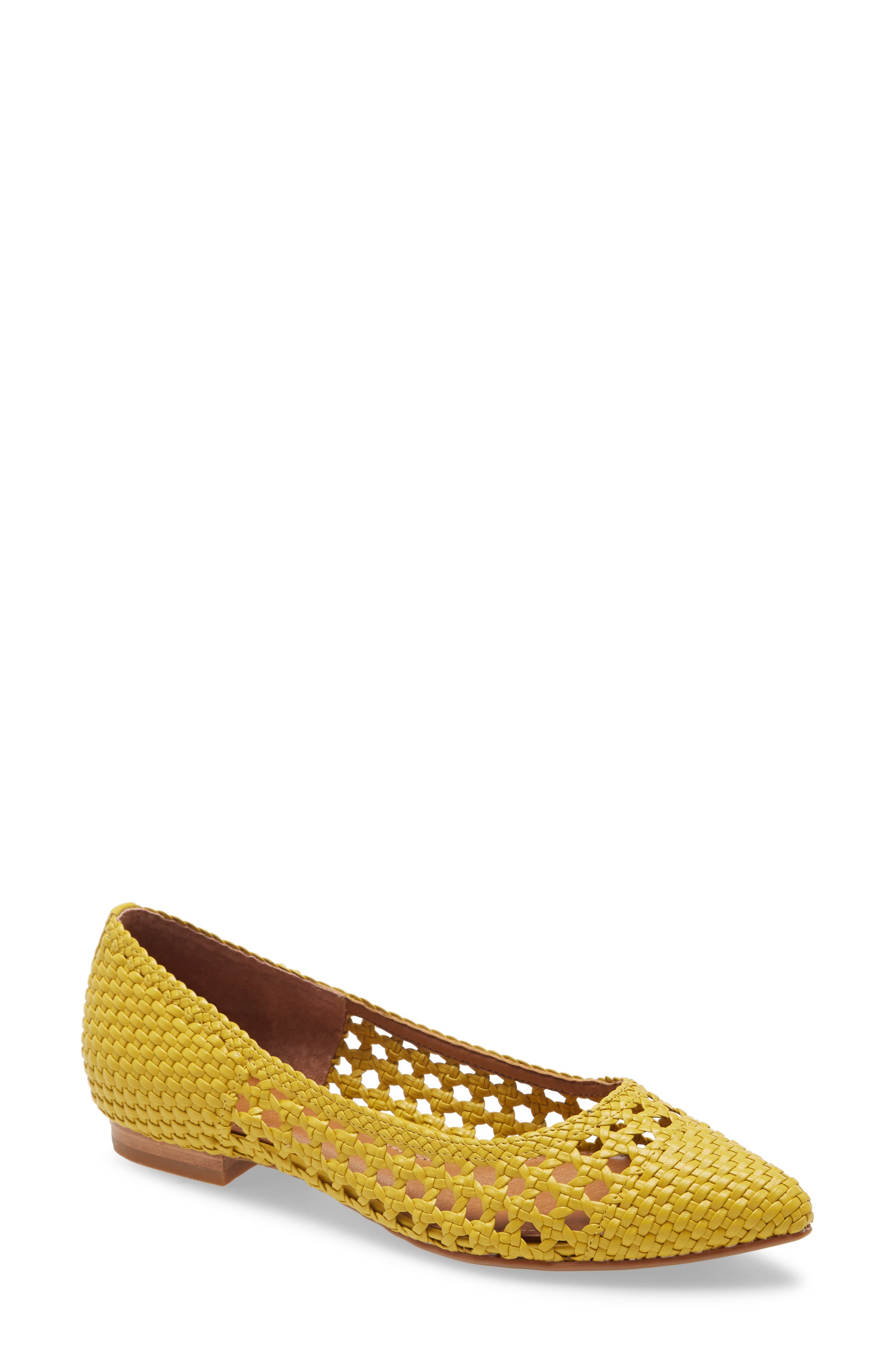 CASLON<SUP>®</SUP> Larken Woven Flat, Main, color, GOLDENROD FAUX LEATHER