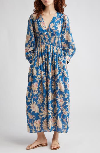 MILLE Camille Floral Long Sleeve Cotton Midi Dress | Nordstrom