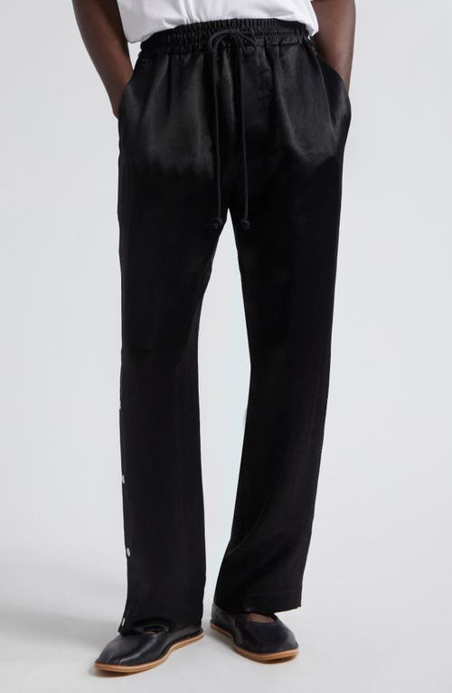 SONG FOR THE MUTE Falling Flowers Satin Track Pants Black at Nordstrom, Us