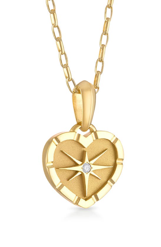 Pamela Zamore Eight-point Diamond Heart Pendant Necklace In Gold