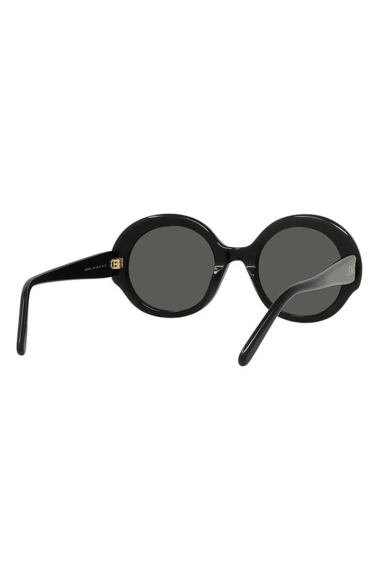 Shop Loewe Thin 52mm Round Sunglasses In Shiny Black / Smoke