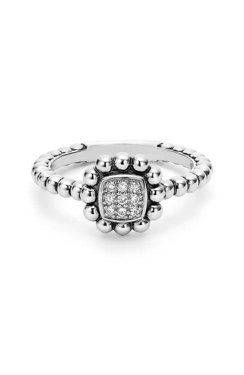 Shop Lagos Caviar Spark Diamond Square Ring In Silver/diamond