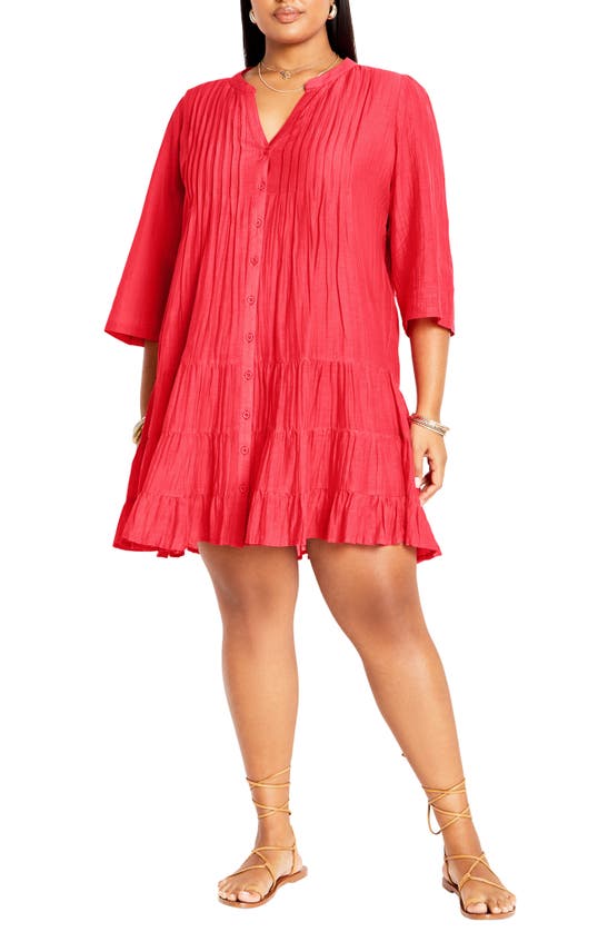 Shop City Chic Milly Button-up Minidress In Hibiscus