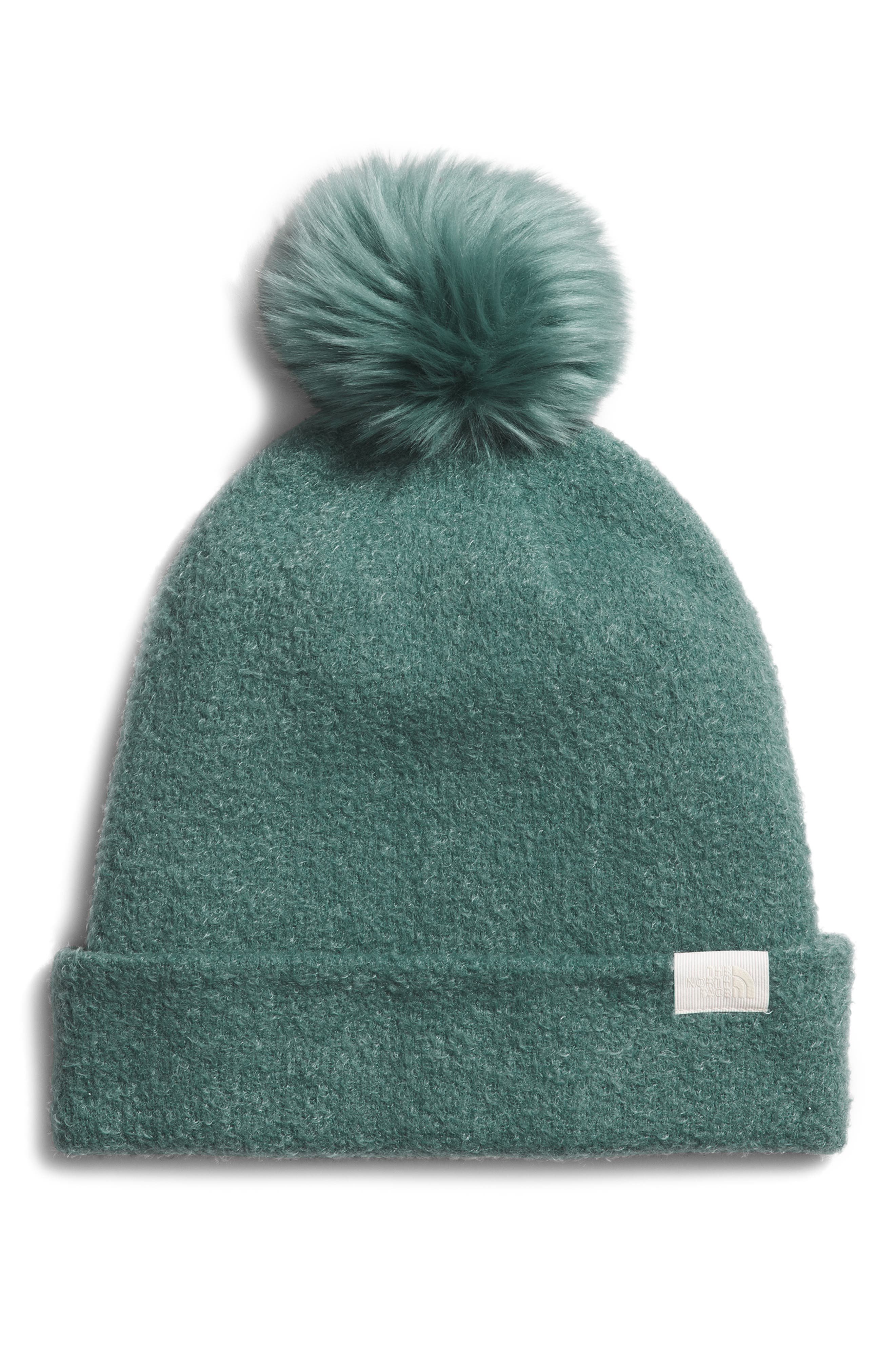 The North Face Oh Mega Fur Pom Beanie Women's- Dark Sage