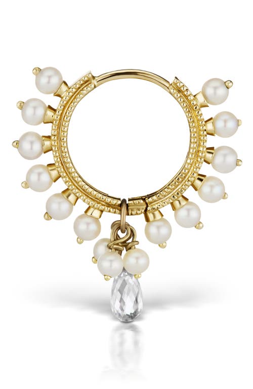 Maria Tash Coronet Pearl & Diamond Briolette Earring in Yellow Gold