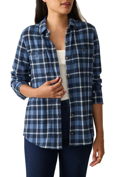 Blue plaid shirt womens hotsell