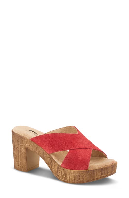 Spring Step Blanchar Platform Slide Sandal In Red Suede