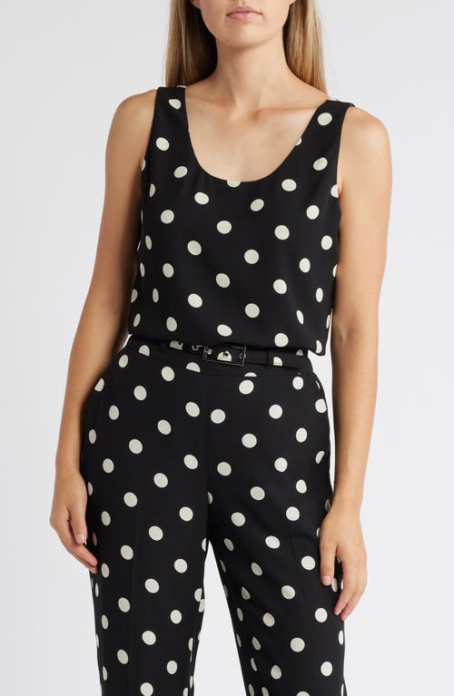 Shop Anne Klein Polka Dot Scoop Neck Shell In Anne Black/anne White