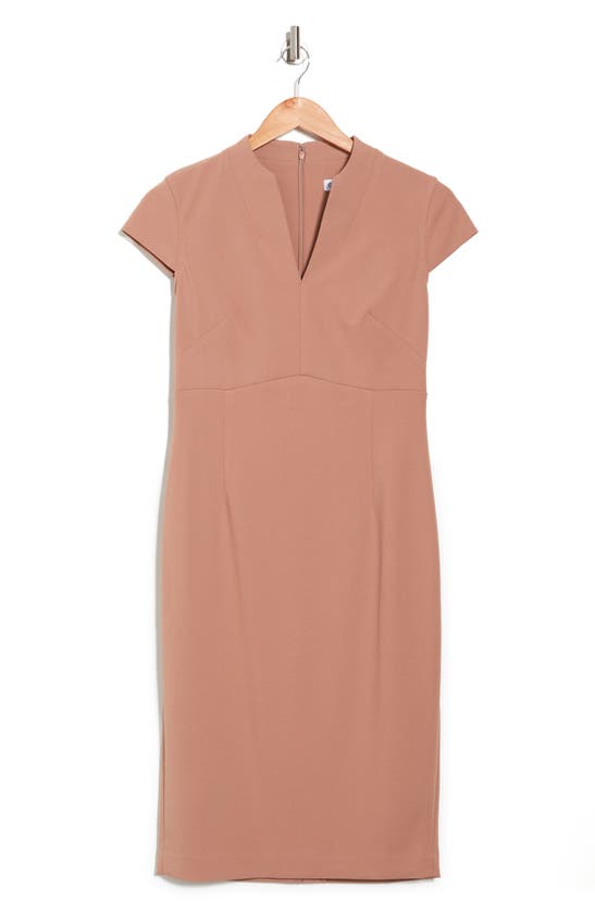 Calvin Klein Cap Sleeve Sheath Dress In Cafe Ole