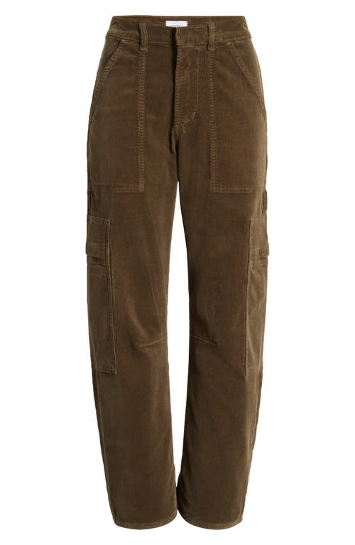 Shop Citizens Of Humanity Marcelle Low Rise Barrel Corduroy Cargo Pants In Costes/dark Green