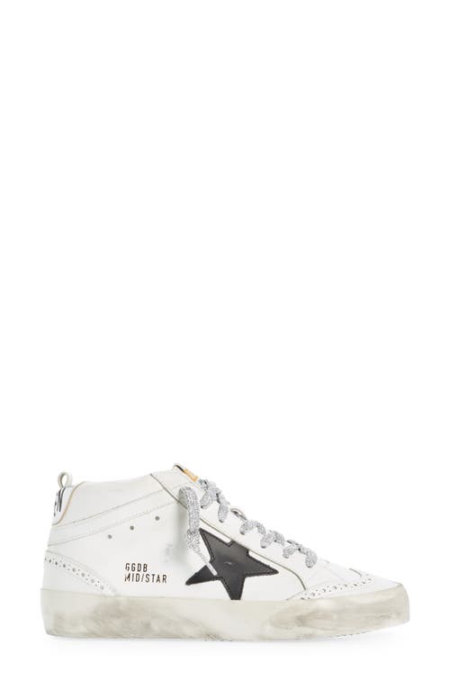 Golden Goose Mid Star Sneaker In White/black/silver