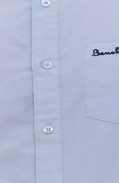 Shop Bench . Bowdon Short Sleeve Oxford Cotton Button-up Shirt In Light Blue