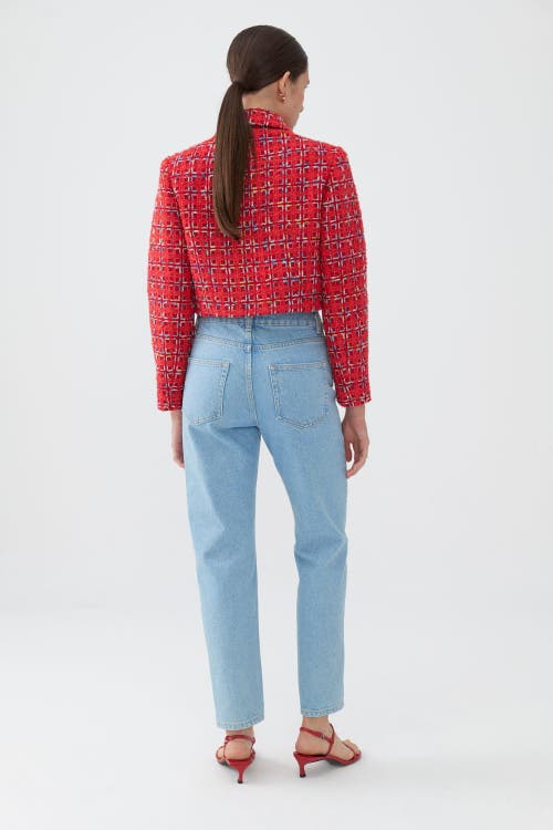 Shop Nocturne Padded Shoulder Tweed Jacket In Red