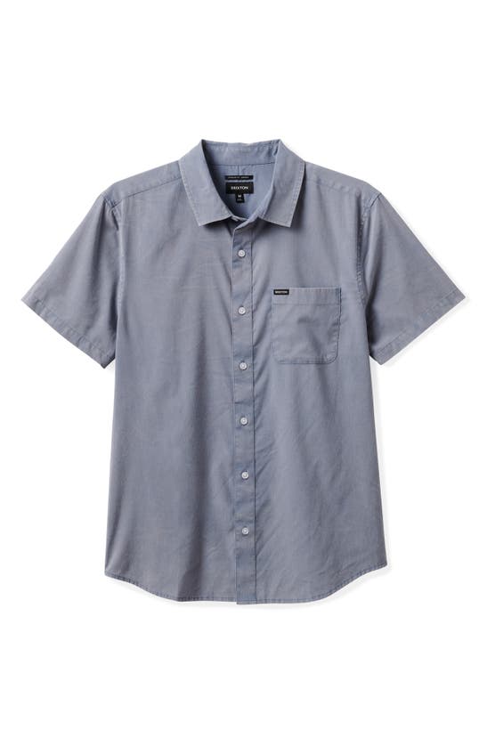 Shop Brixton Charter Classic Fit Short Sleeve Button-up Shirt In Flint Stone Blue Sol Wash