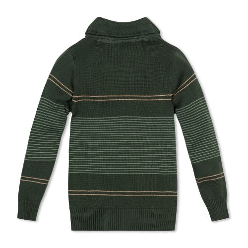 Hope & Henry Boys' Organic Shawl Collar Sweater, Kids In Pine And Sage Stripe