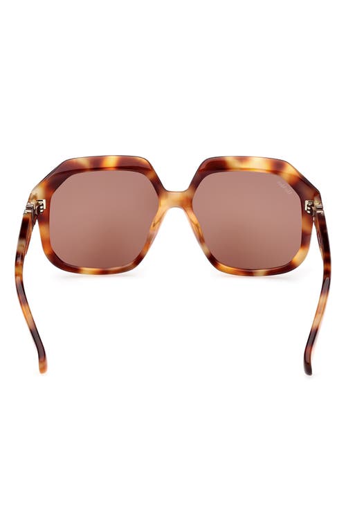 Shop Max Mara 57mm Geometric Sunglasses In Blonde Havana/brown