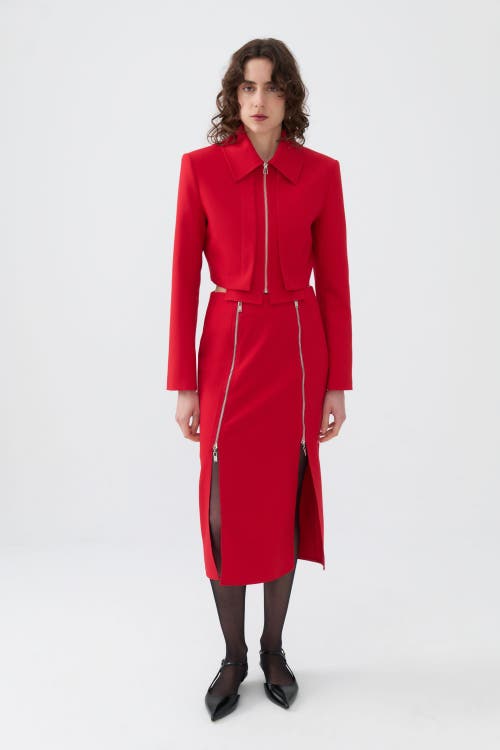 Shop Nocturne Shoulder Pad Jacket In Red