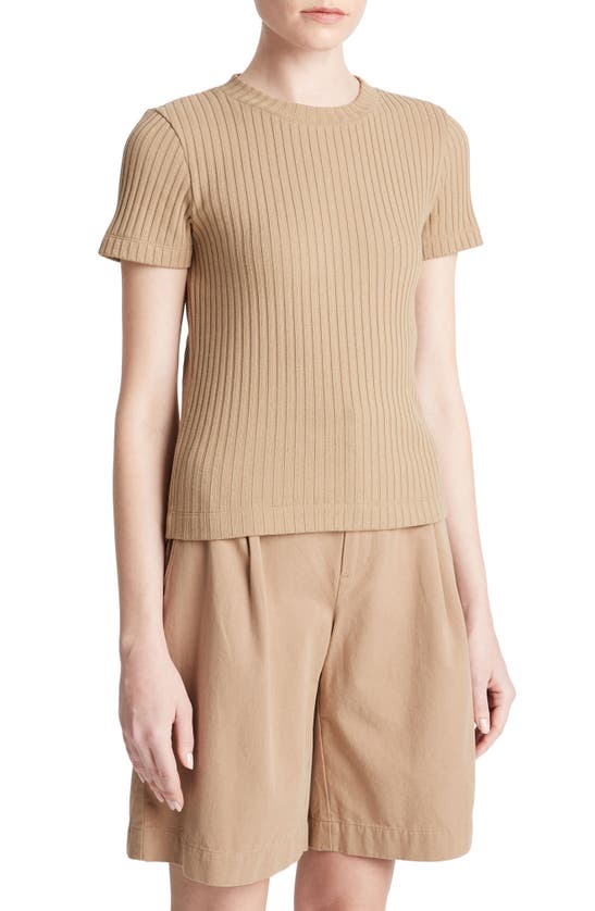 Shop Vince Rib Crewneck Top In Cocoon