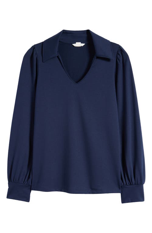 Shop Caslonr Caslon(r) Long Sleeve Johnny Collar Polo In Navy Blazer