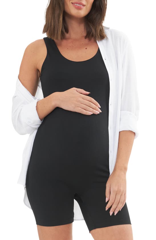 Shop Ripe Maternity Luxe Knit Stretch Jersey Maternity Romper In Black