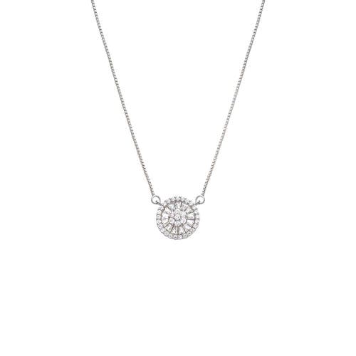 Shop Adina Eden By  Pave X Baguette Round Pendant Necklace In Silver