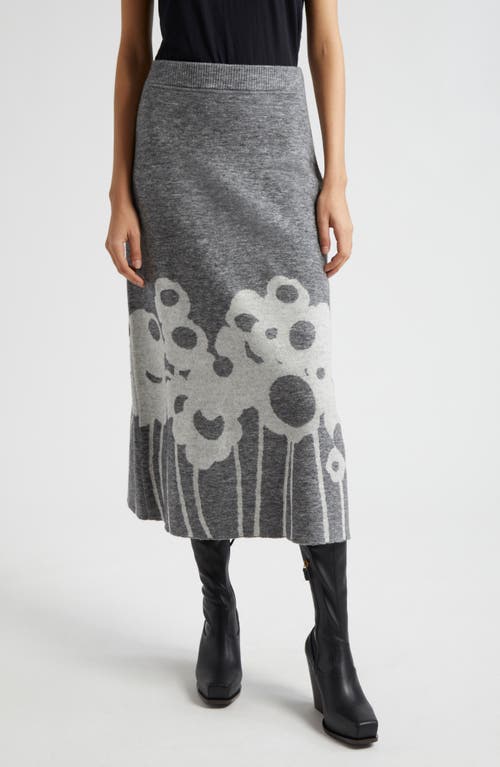 Marimekko Pieli Lammett Jacquard Knit Skirt in Light Grey/Off White 