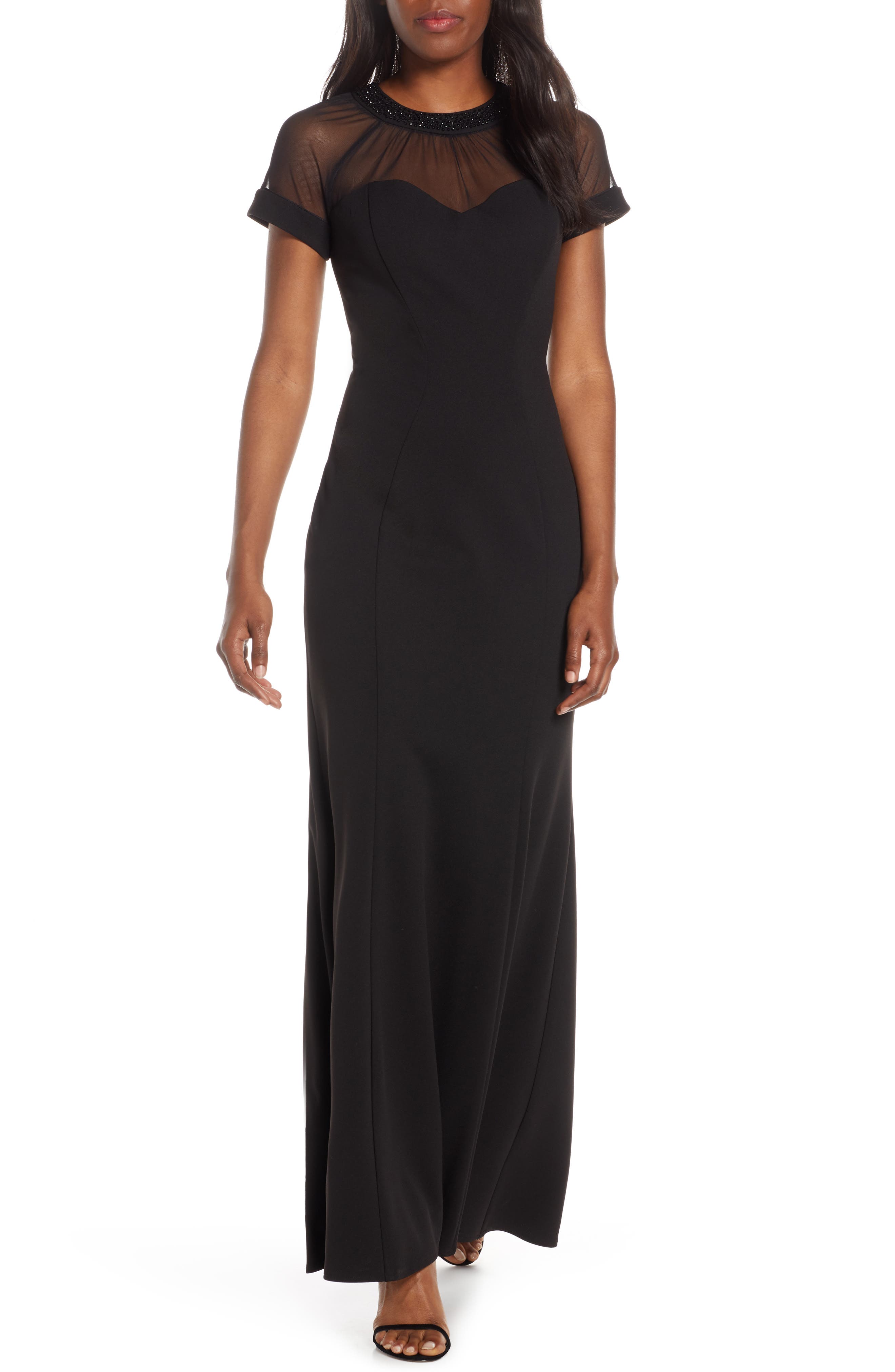 alex evenings illusion sweetheart gown