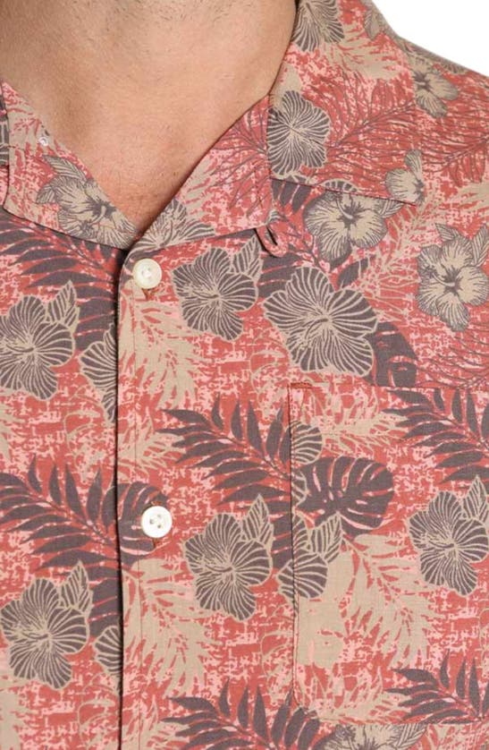 Jachs Tropical Print Short Sleeve Button-up Shirt In Pink Tropical Print