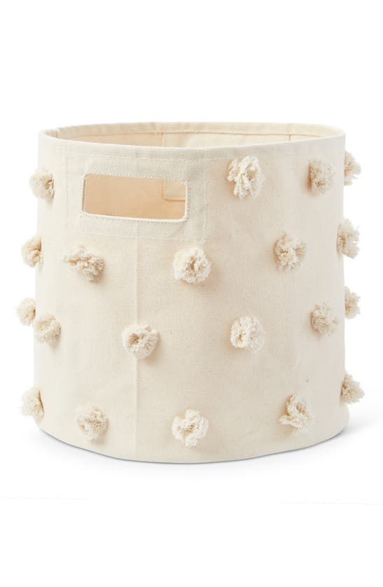 Shop Pehr Pompom Canvas Bin In Natural