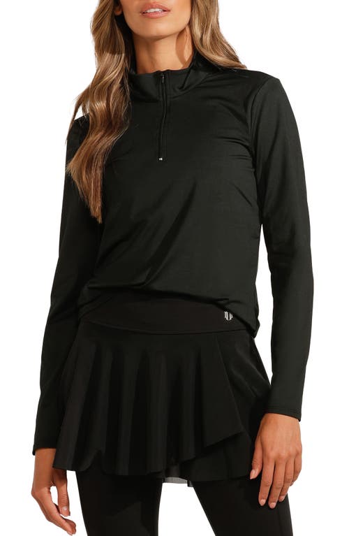 EleVen by Venus Williams Legacy Quarter Zip Long Sleeve Top in Black