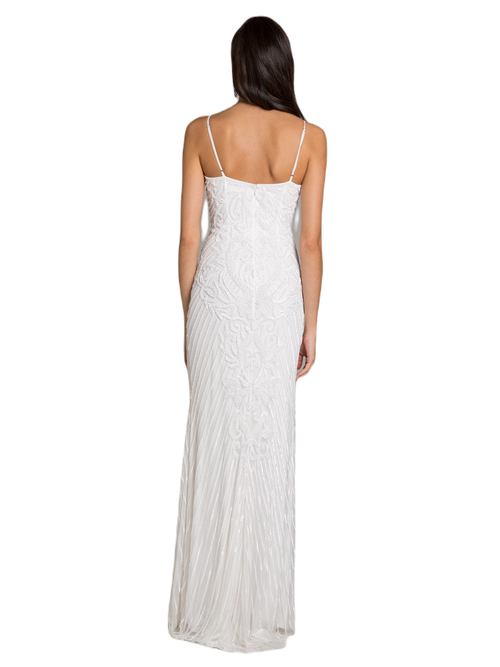 Shop Lara New York Brooke Beaded Spaghetti Strap Sheath Gown In White