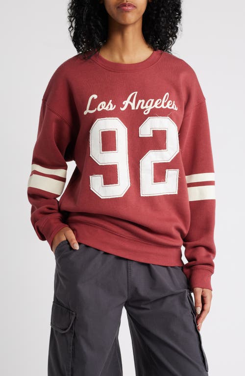 GOLDEN HOUR Los Angeles 92 Appliqué Graphic Sweatshirt in Burnt Russet 